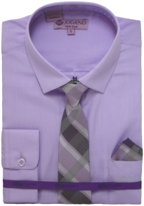 BOYS DRESSY SHIRTS (LONG SLEEVE) LILAC/LILAC